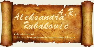 Aleksandra Rubaković vizit kartica